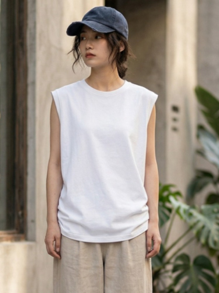 Tank Top Ribbed - 2026 Summer Cotton O-Neck Sleeveless Vest