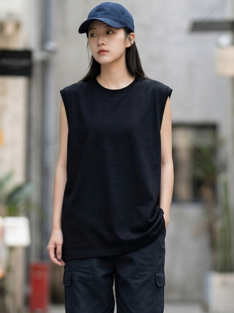 2026 Summer Cotton O-Neck Slee - Tank Top Ribbed ulasan dan harga
