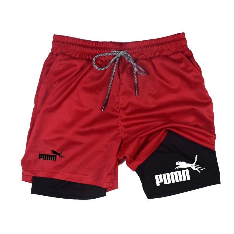 Men's Summer Breathable Double - Compression Shorts Athletes ulasan dan harga