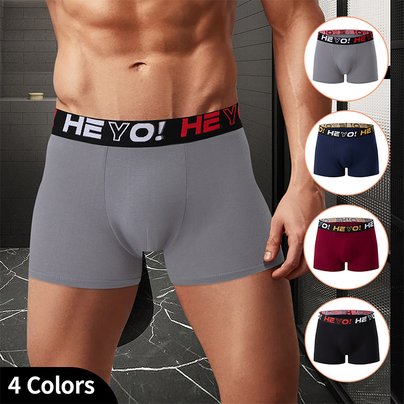 4-Piece Set of Men's Solid Col - Boxer Brief Pack Cotton ulasan dan harga