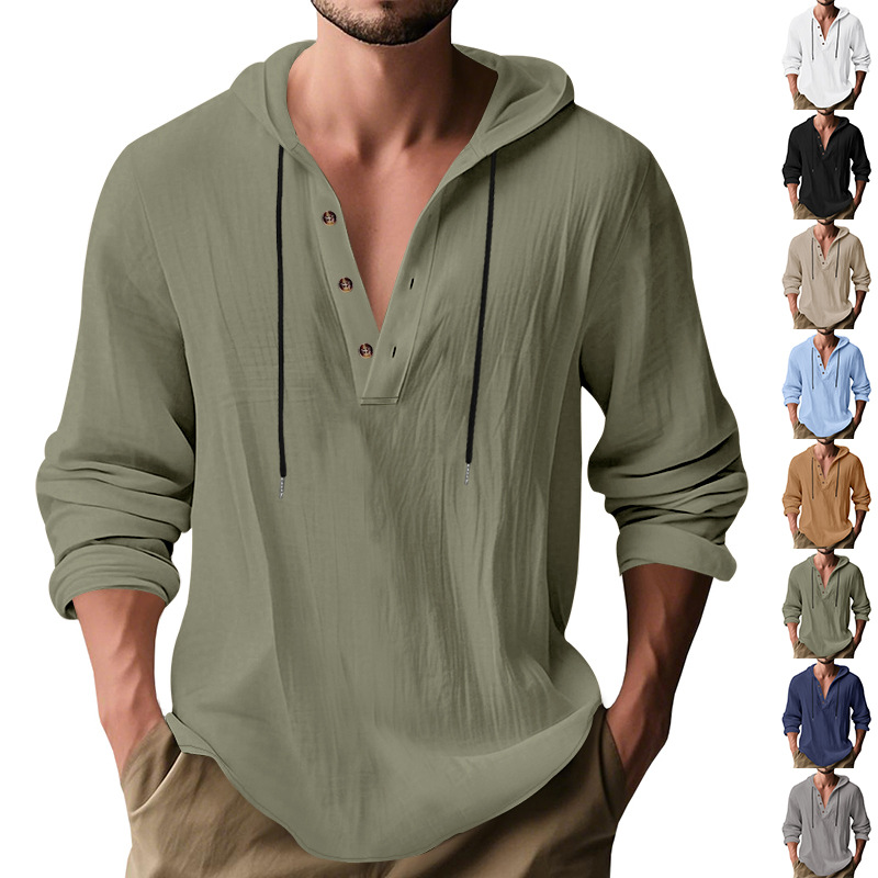Hot Selling Men's Loose Linen  - Undershirt Crew Neck ulasan dan harga